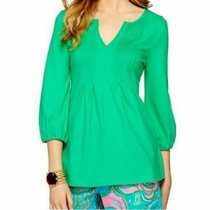 Lilly Pulitzer Braylen Signature Green Tunic Top Size XS